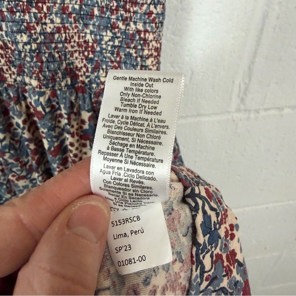 Nation Ltd Martine Midi Dress Floral Tiered Smocked Pima Cotton Dainty Cottage M - Picture 14 of 16